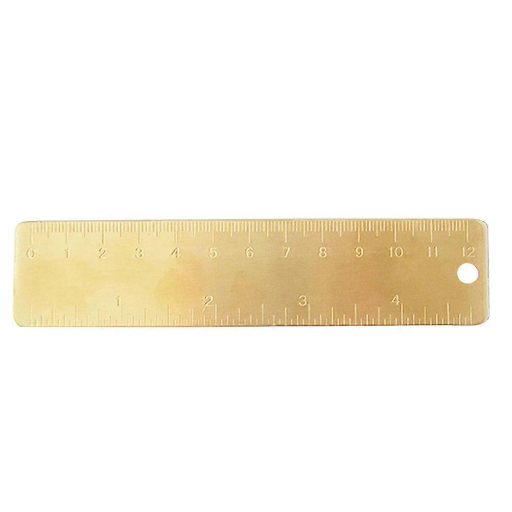 Cute Mini Ruler Golden Rectangular with Round Hole Measuring Bookmark 1Pc