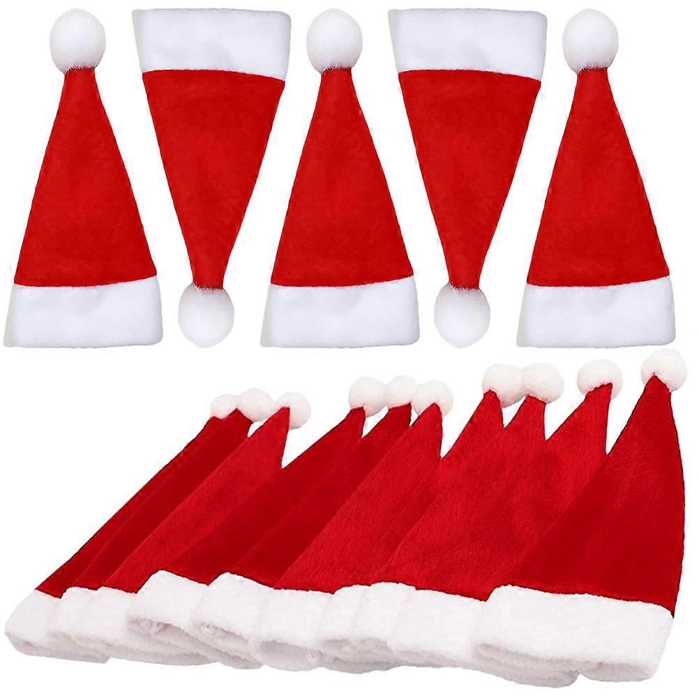Silverware Holder Decor Miniature Santa Hats Silverware Holder Christmas Party Red 12.00X6.00X0.20cm 25Pcs