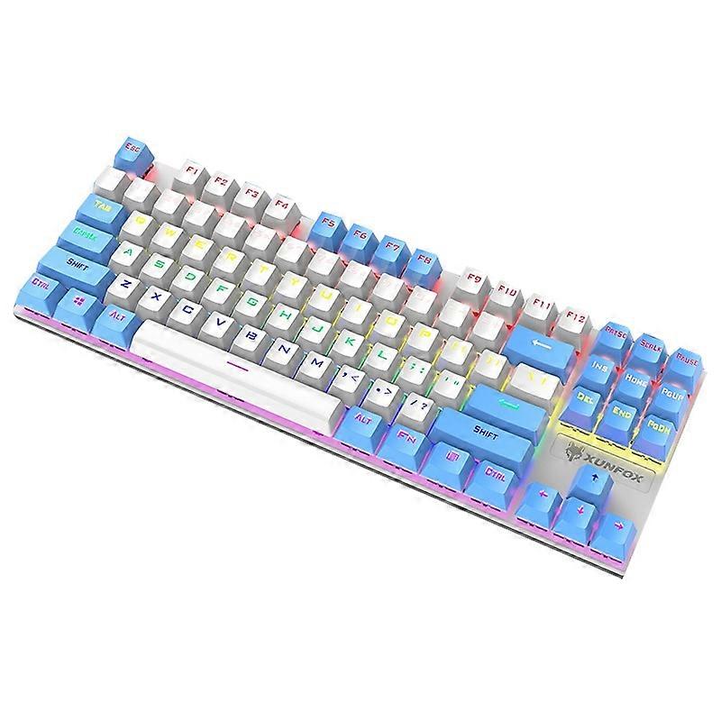 XUNFOX K80 87-key Mechanical Keyboard Blue Switch Compact Wired Keyboard with Light Effect