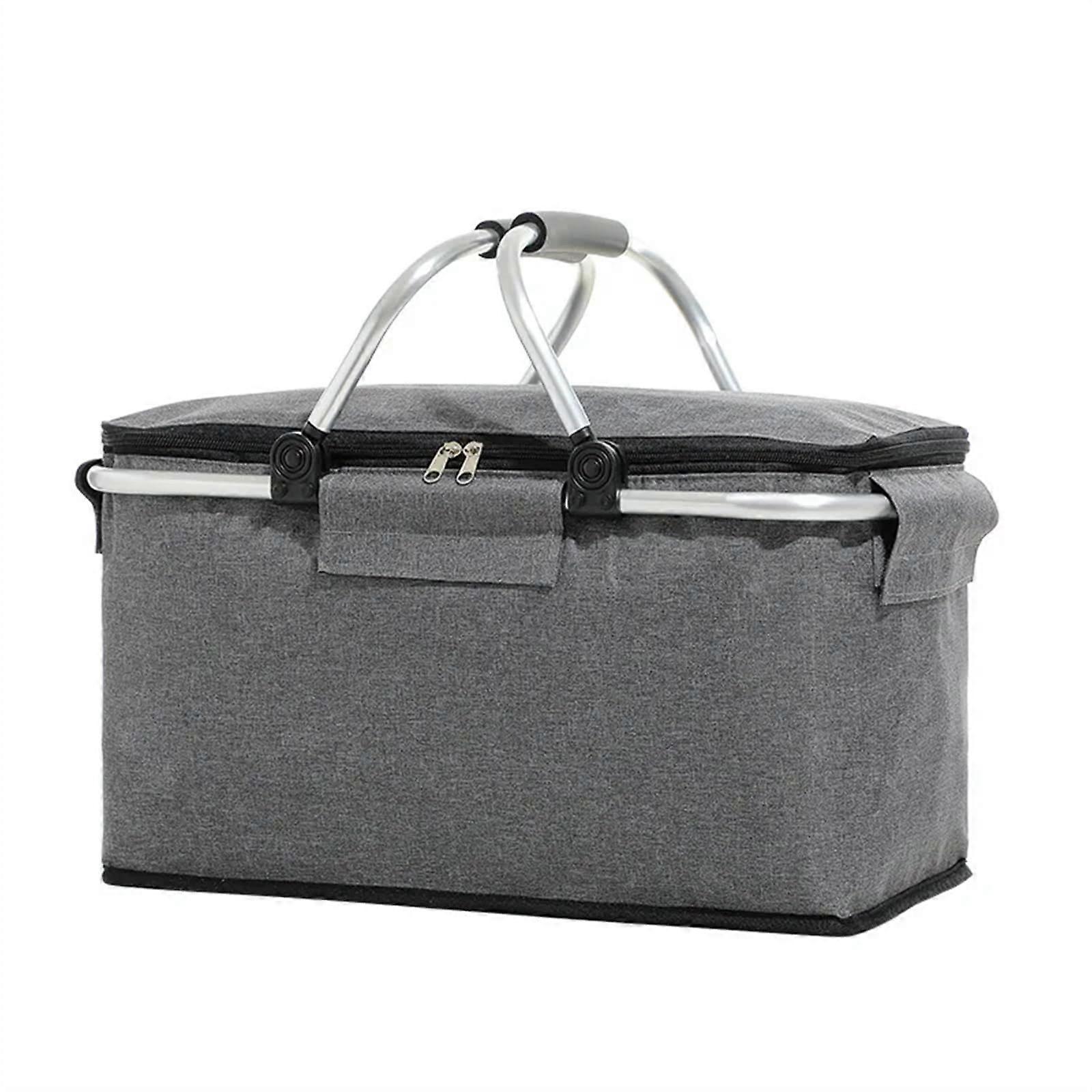 Pizzatasche Wärmespeichertasche für Pizza, Super Großer Faltbarer Outdoor-Picknickkorb Grau mit Aluminiumrahmenfolie