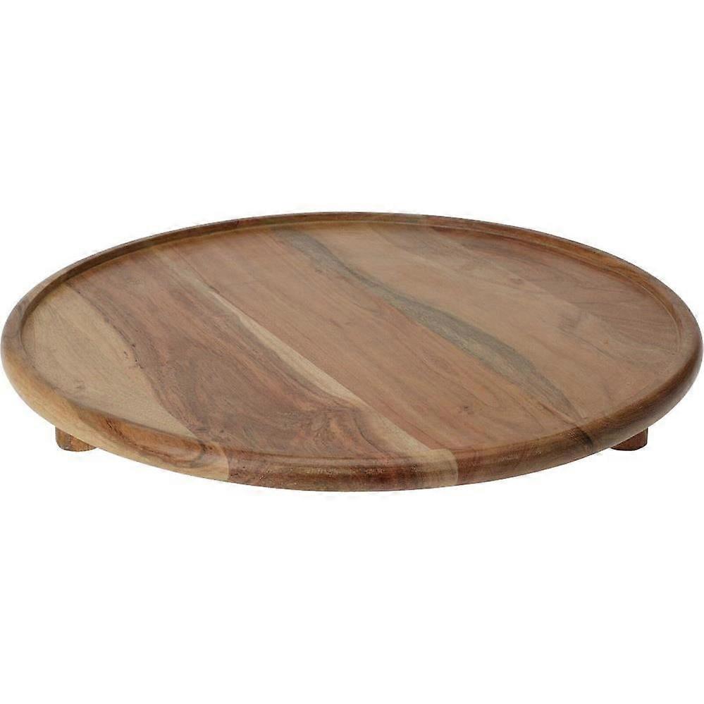 Acacia Wood Tray 37cm Diameter Stylish Finish Durable Lightweight Functional Plates Serving Sturdy Utility Wooden