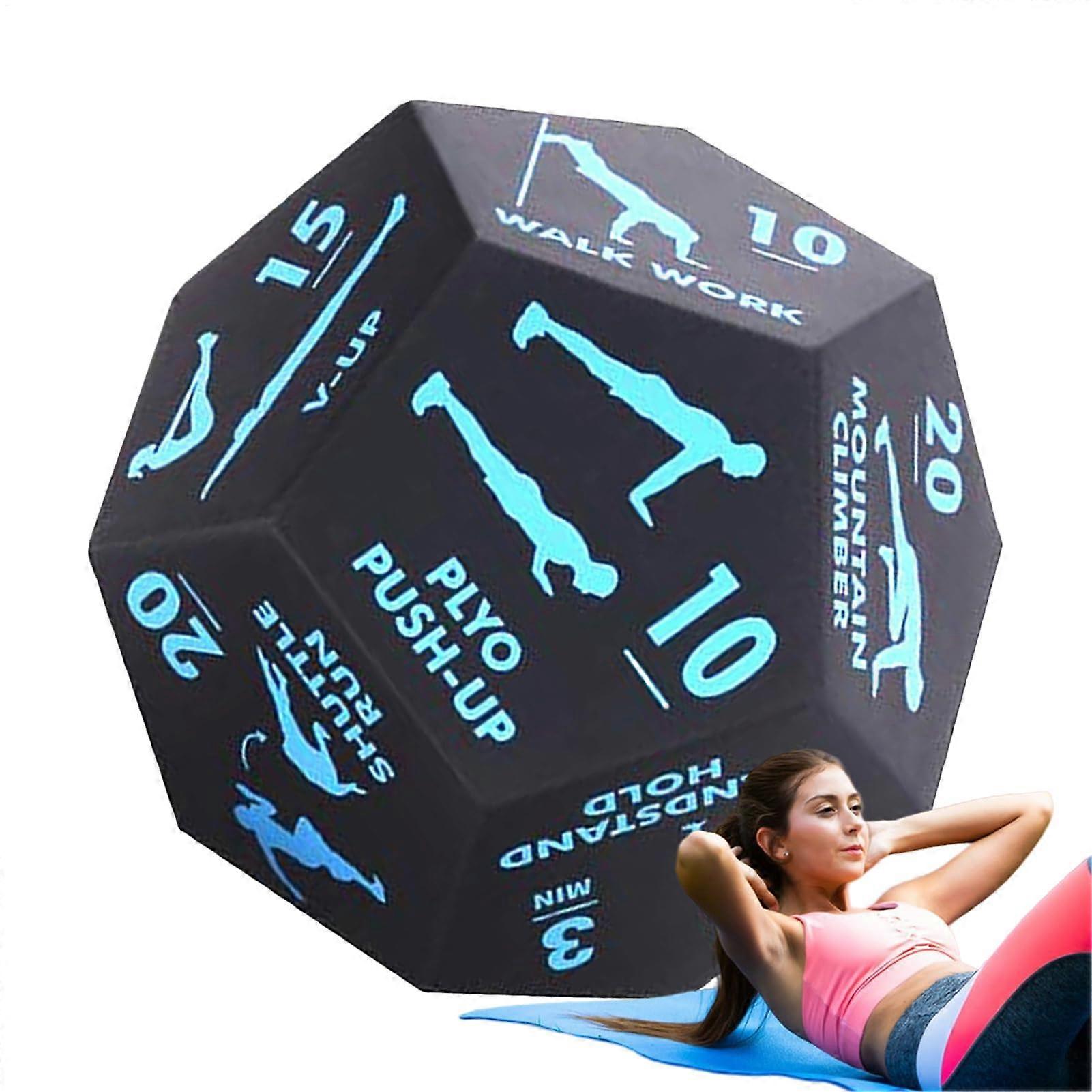 Exercise dice for workouts – 12sided fitness dice – sports equipment for strength training, squats, pushups, blue.