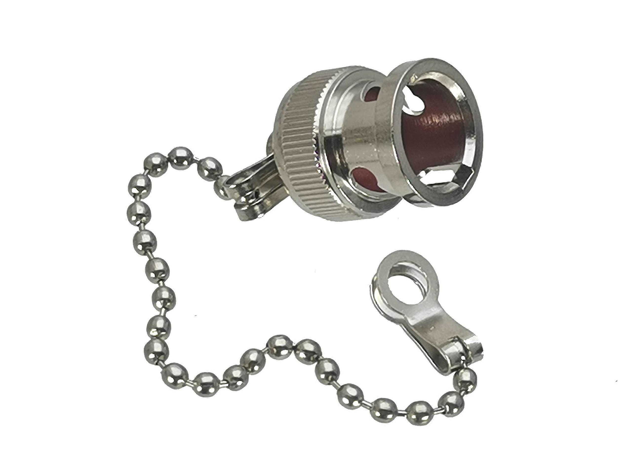 Dust Cap with Chain for BNC Female RF Connector in Zinc Alloy, Universal Size, Weather-Resistant, Durable Design