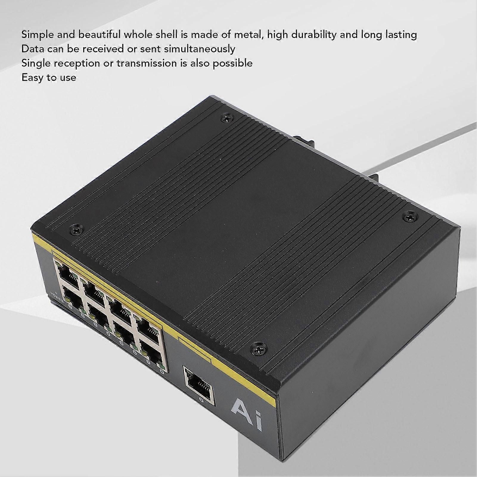 9 Ports PoE Switch Plug and Play 10/100Mbps IP40 Protection Ethernet Network Switch for Rail Transit Transportation Smart City