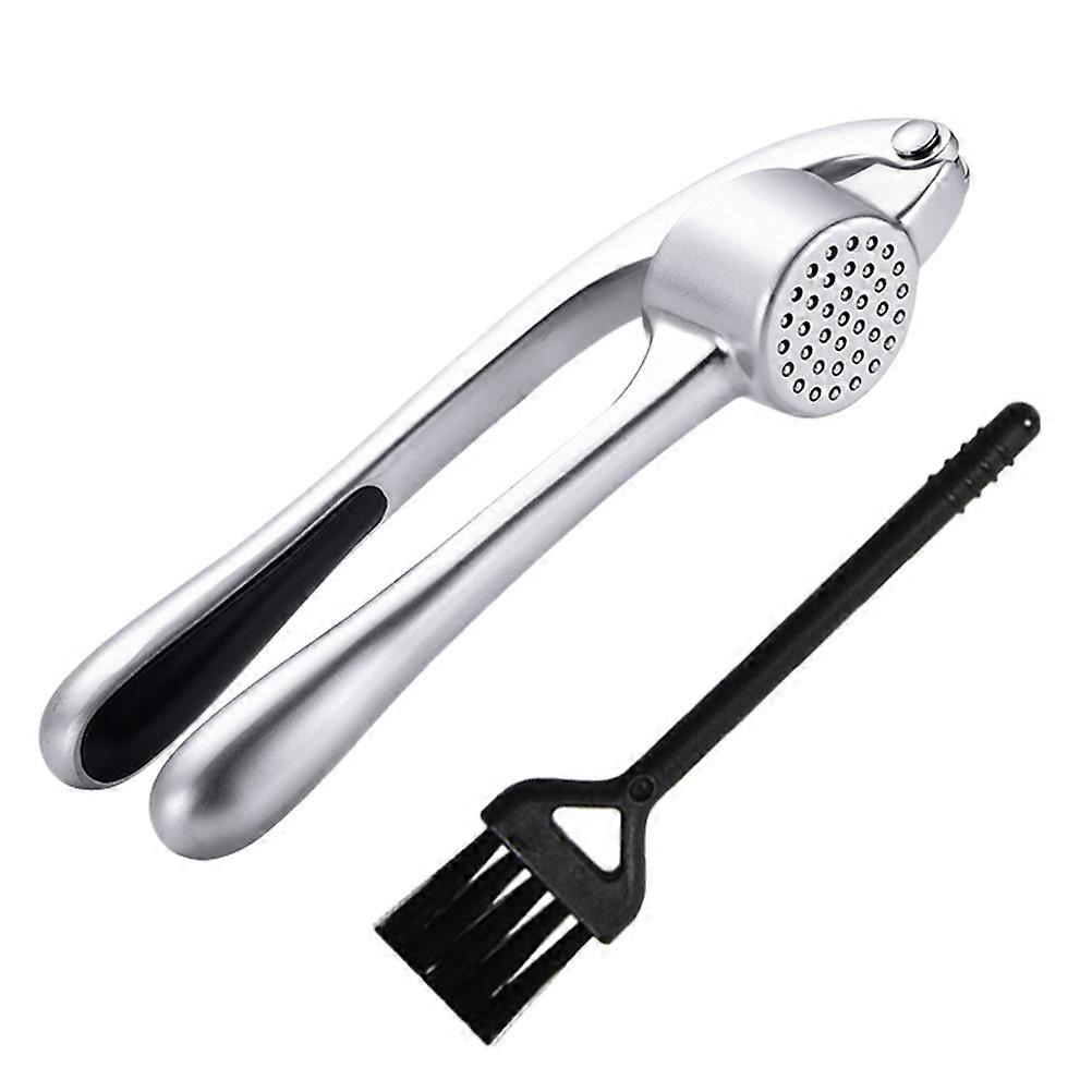 Handheld Garlic Presser and Chopper Set with Cleaning Brush for Home and Restaurant Use