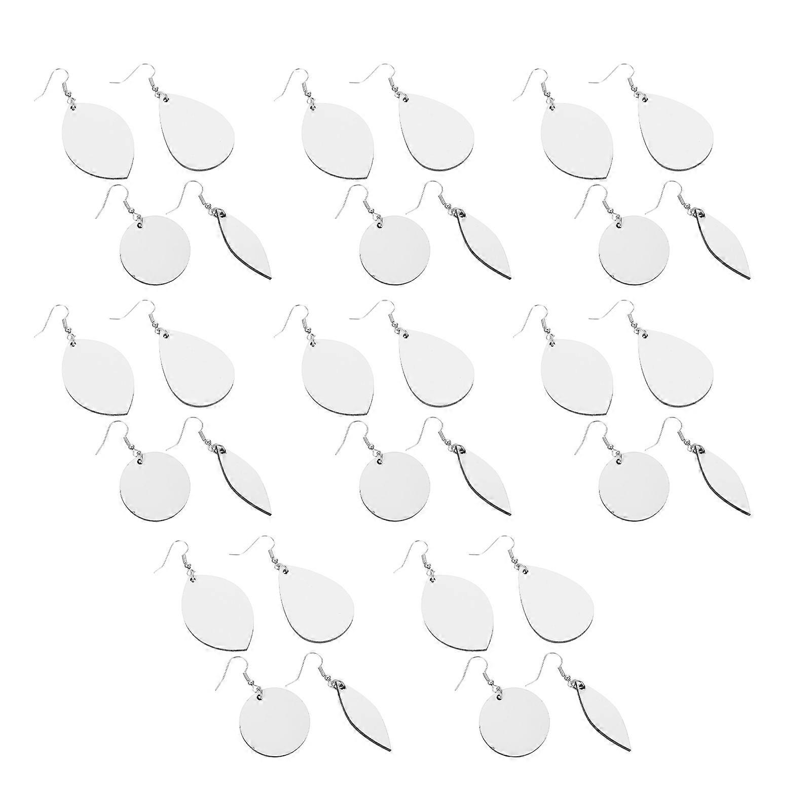 Heat Transfer Pendant Pendant Earring Making Kit Craft Amateurs White 0.3x2.9x4.3cm 32 Sets
