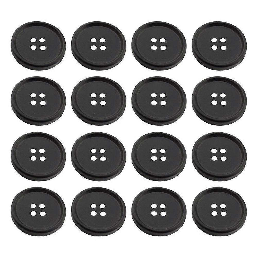 40PCS Black Resin Buttons Four Hole Round Design for Sewing Crafting and DIY Projects Durable Needlework Accessories for Clothing and Decorations