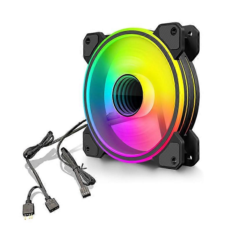 COOLMOON 12cm Infinity Lens Computer Cooling Fan PWM ARGB Chassis Cooling Fan WF1 (Black)