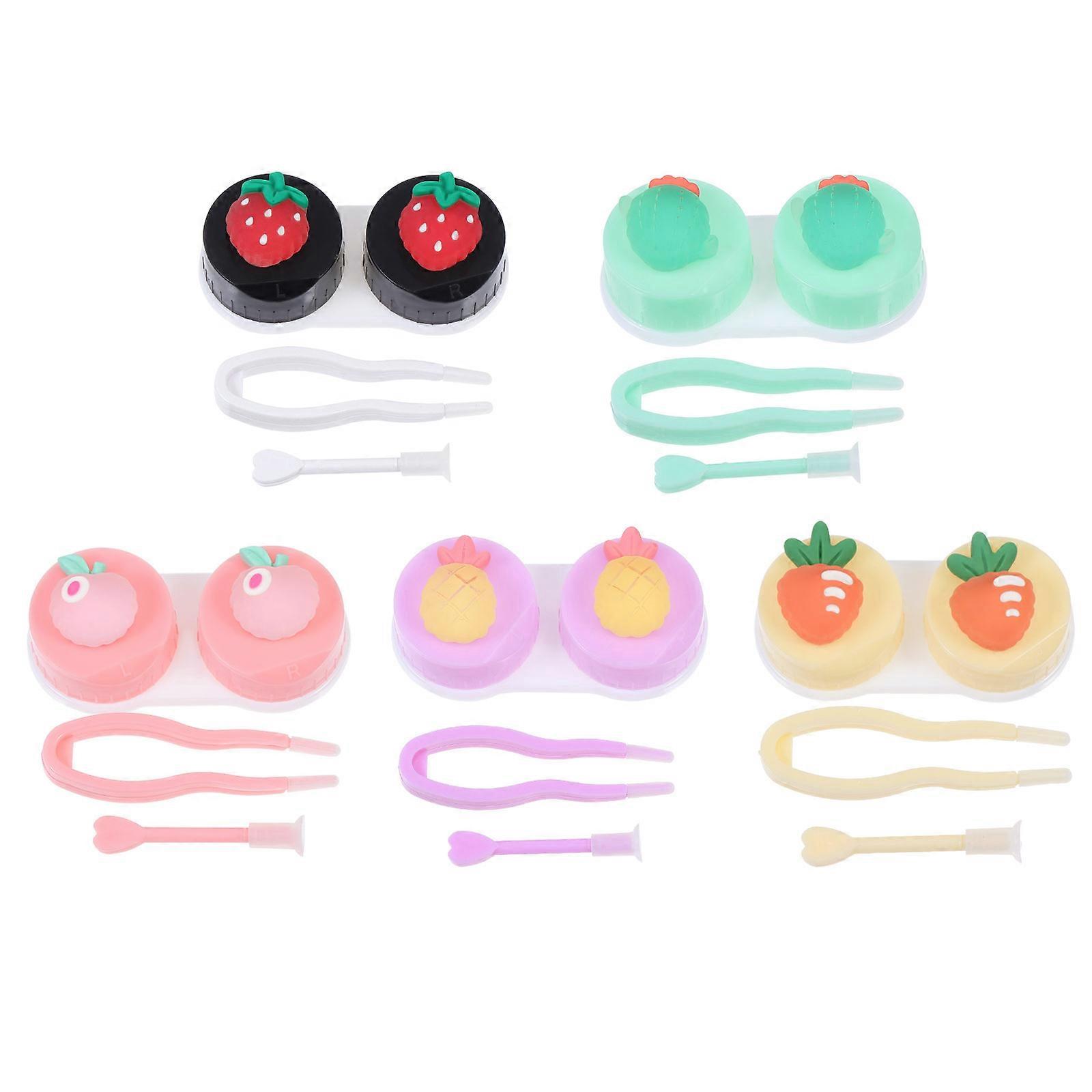 Contacts Lens Cases Assorted Color Minimalist Design For Tourism Outdoor Activities Rectangular Shape 5Pack