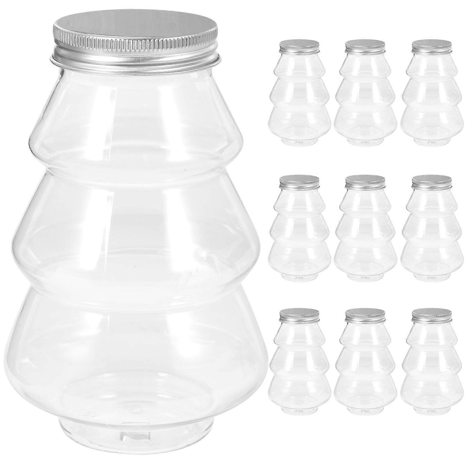 Clear Plastic Containers With Lids Reusable Juice Bottles Christmas Tree Shape 14.00X8.50X8.50CM 10Pcs