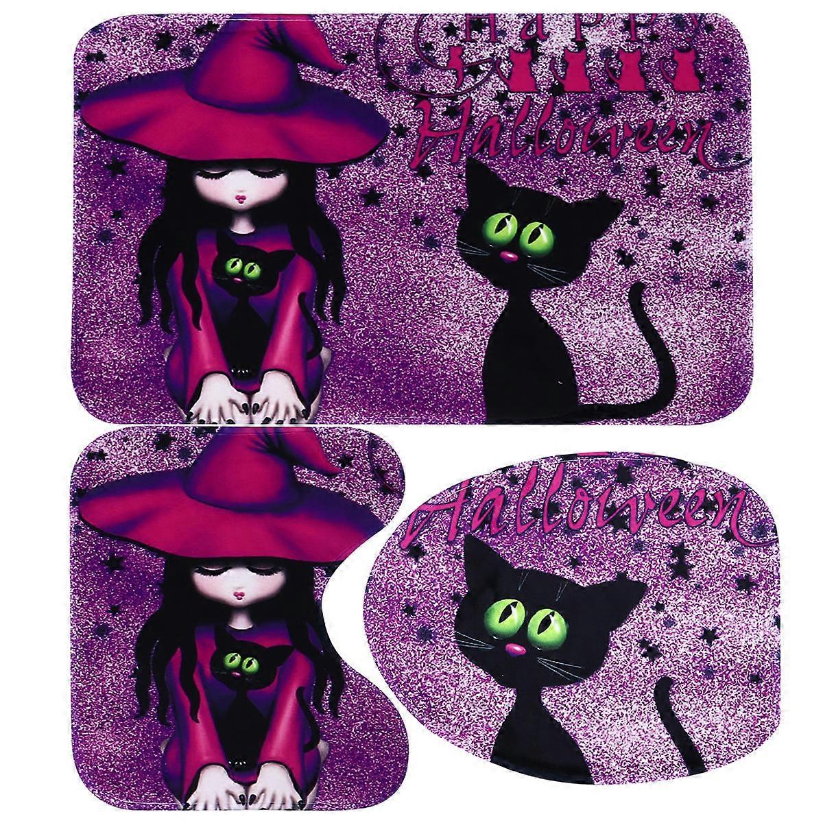 3pcs Halloween Bathroom Mat Set Non Slip Toilet Rug with Digital Printing, Soft and Absorbent, Easy to Clean for Festive Home Decor