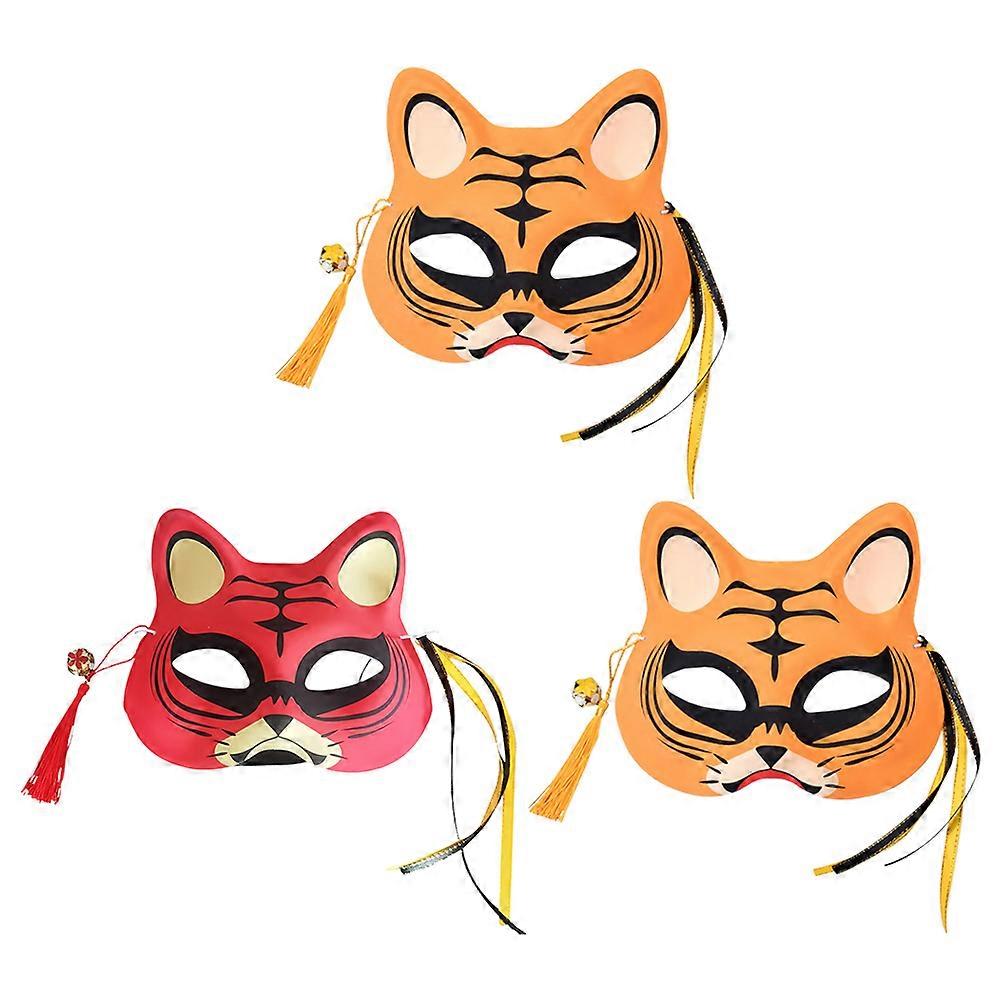 Cosplay Mask Tiger Masquerade Costume Accessory Fancy Dress Event Half Face Assorted Color 19x16x0.1cm 3Pack