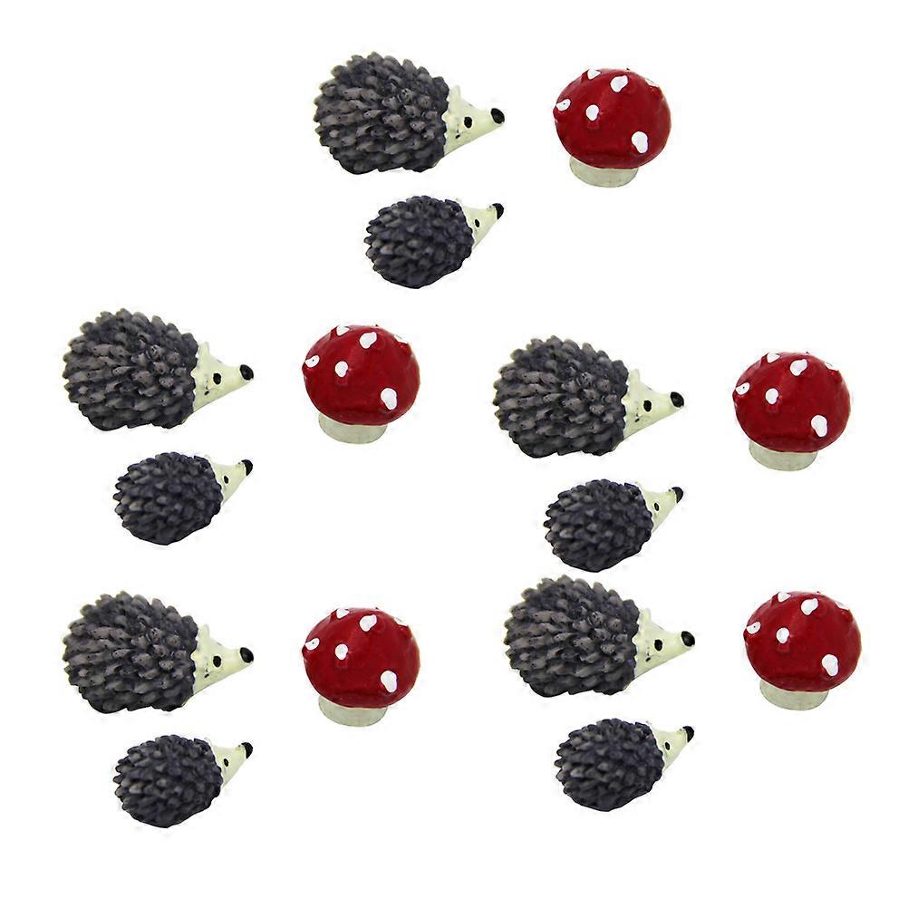 15pcs Mini Resin Hedgehog & Succulent Ornaments for Fairy Gardens, Desk & Home Decoration – Durable, Safe for DIY Projects