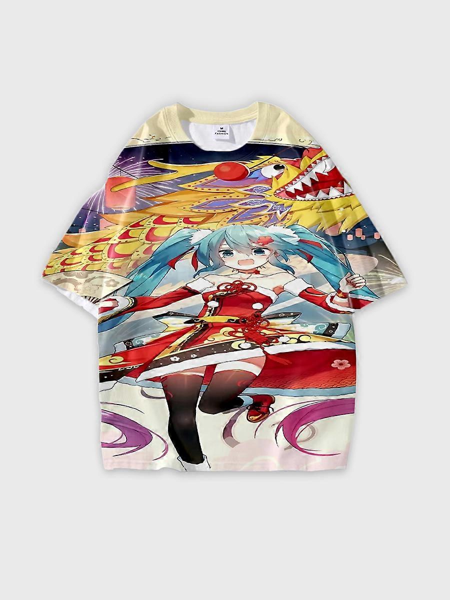 T-shirt round neck Role Pattern loose short sleeve C718