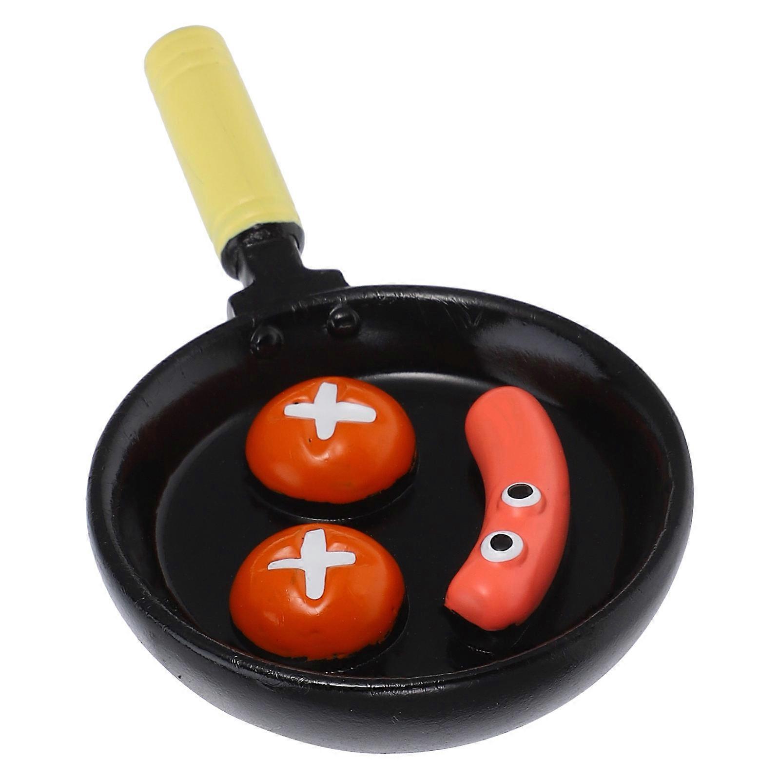 Black Iron Miniature Frying Pan for Playing Add Mini to Doll House Decor 6.5 inches