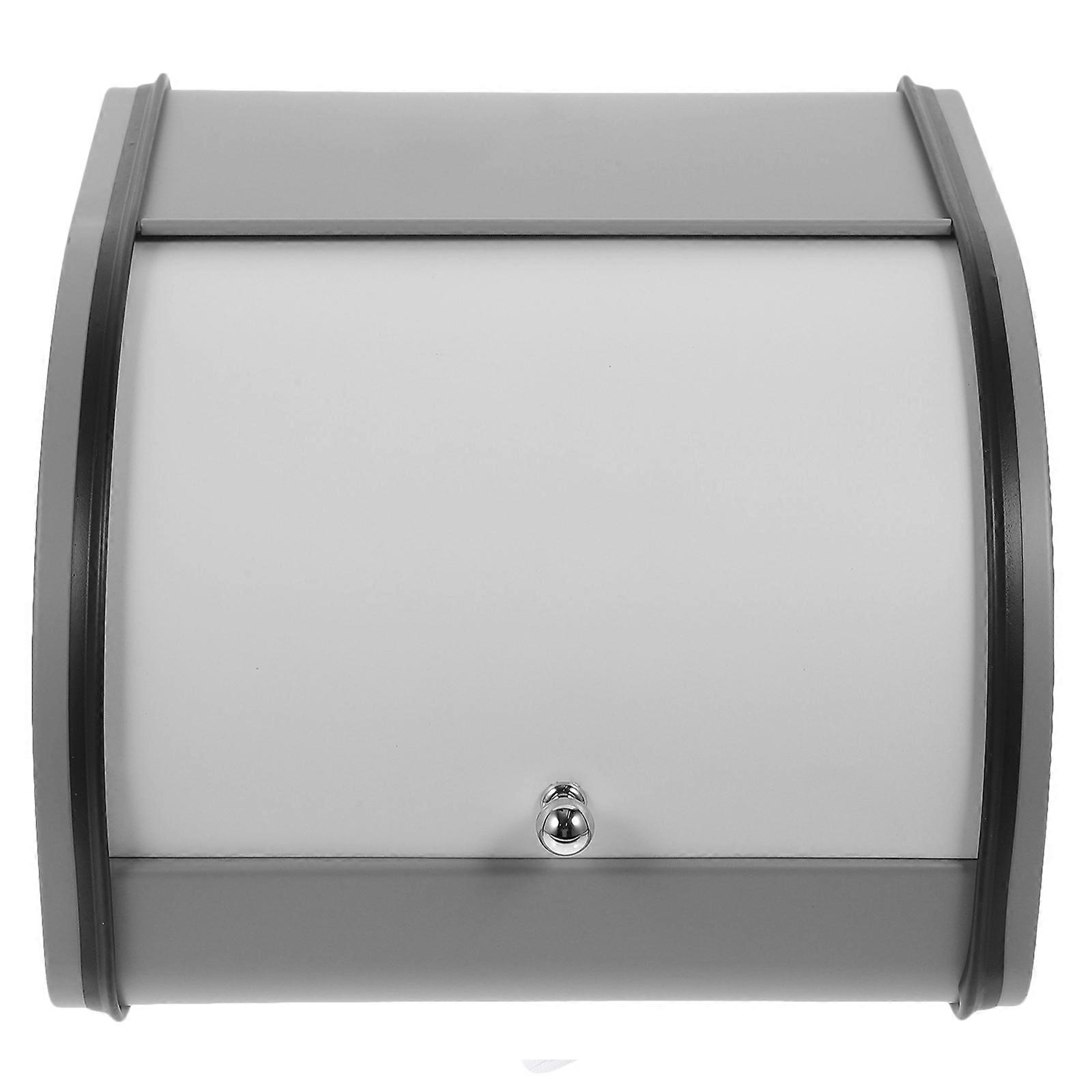 Bread Bin Metal Storage Box for Kitchen Countertop Grey Bread Holder