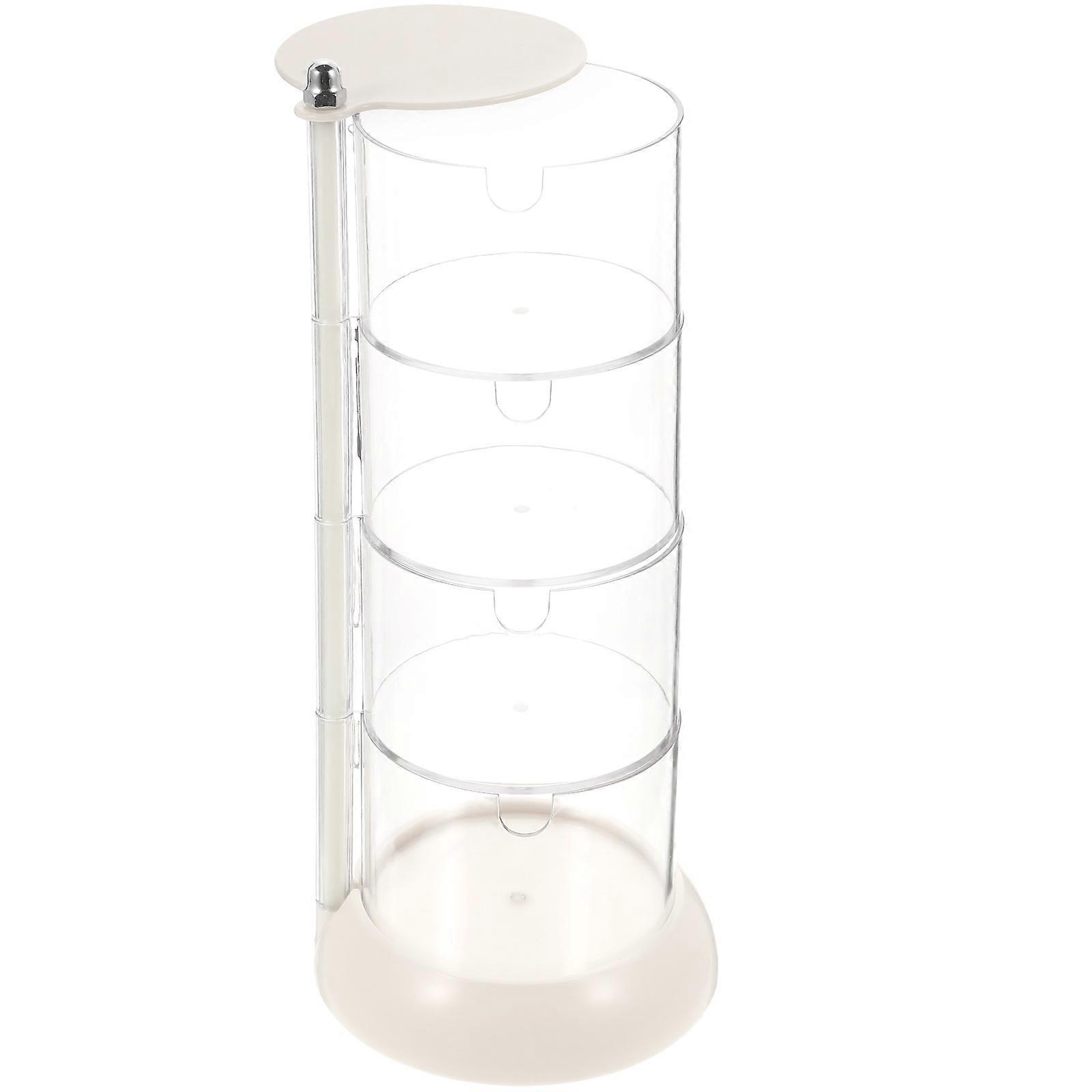 Makeup Cotton Holder Organizer Round Base Multi-Layered Plastic Storage Case For Home Use 1Pack