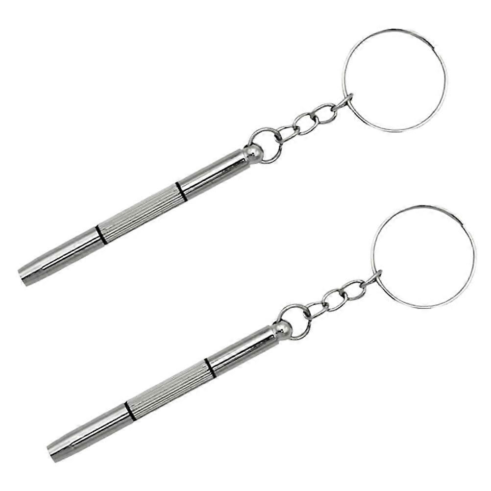 Mini Screwdrivers Set of 2 for Glasses Repair - 3 in 1 Multifunctional Keychain Tool for Sunglasses, Jewelry, and Watch Fixing