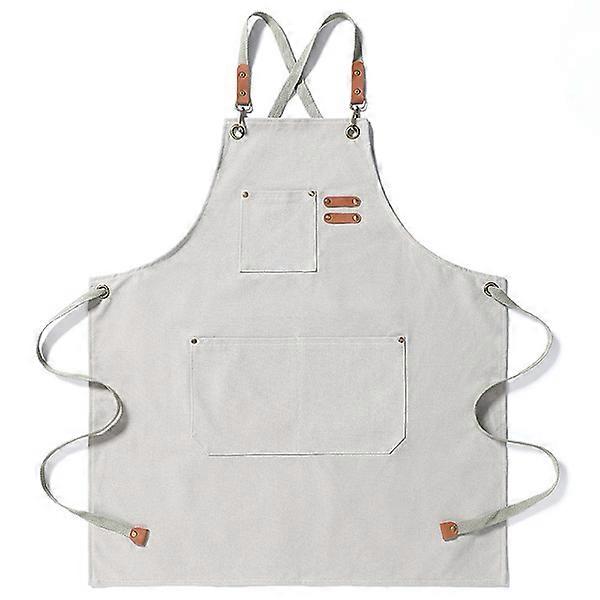 Adjustable strap cotton canvas cross back apron