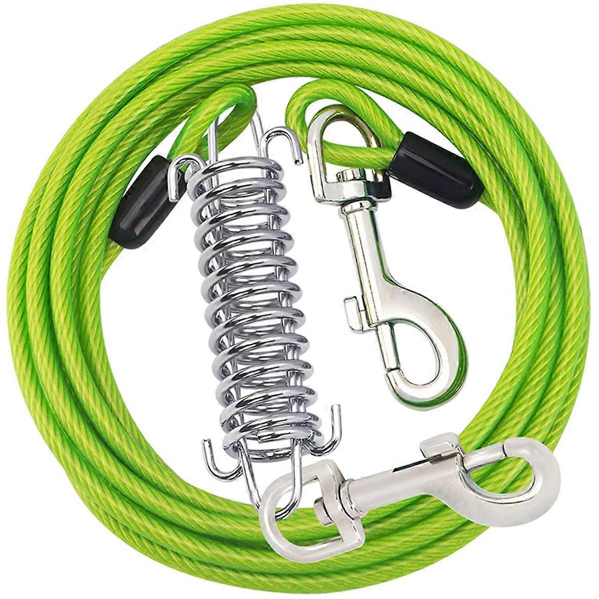 Dog Tie Out Cable Dog Runner for Yard Steel Wire Dog Leash,Green,A