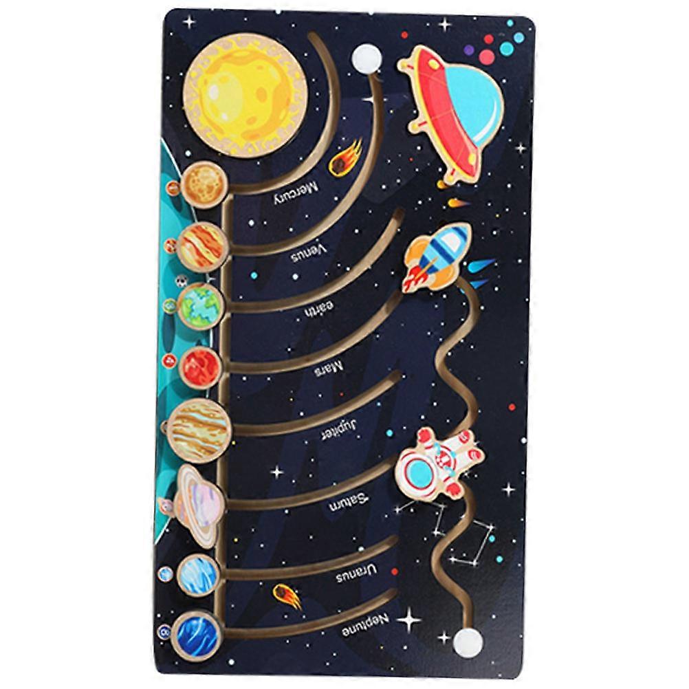 Wooden Solar System Puzzle Educational Space Learning Planets Cognitive Development Interactive Toy for Preschool