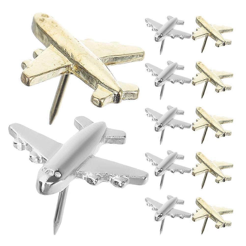 Metal Airplane Push Pin 12Pcs Assorted Color for Home Map Push Pin Style