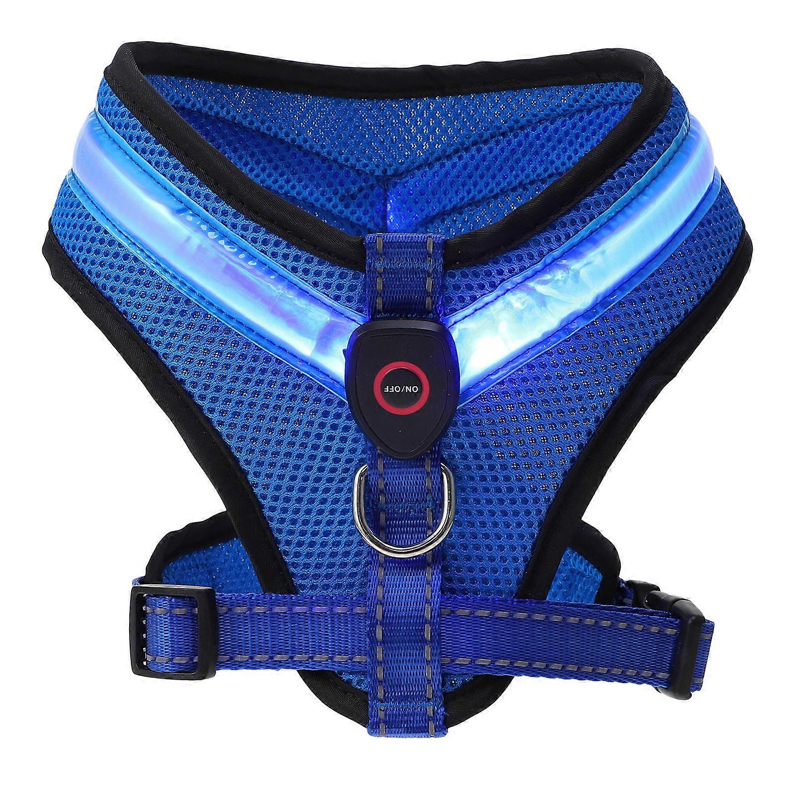 USB Charging LED Luminous Vest for Dogs, Comfortable Snug Fit Puppy Harness for Convenient Pet Use, Blue