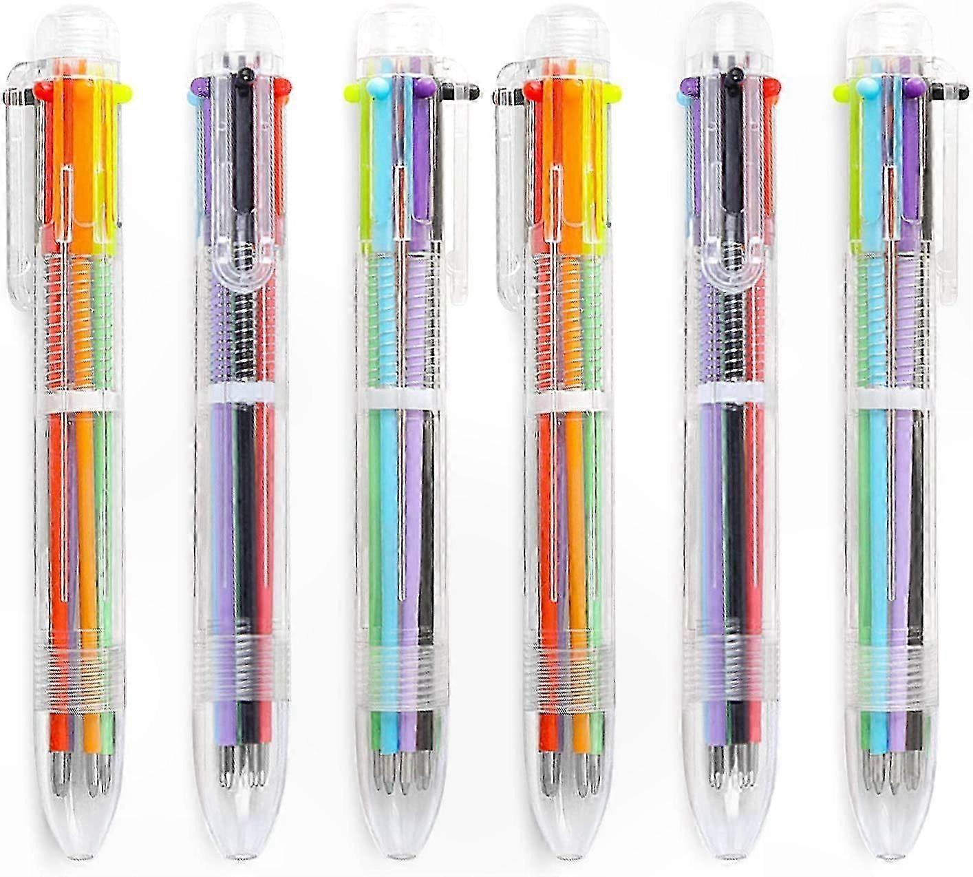 6-in-1 Multicolor Retractable Ballpoint Pens, 0.5mm Fine Point, Assorted Colors (Pack of 12)