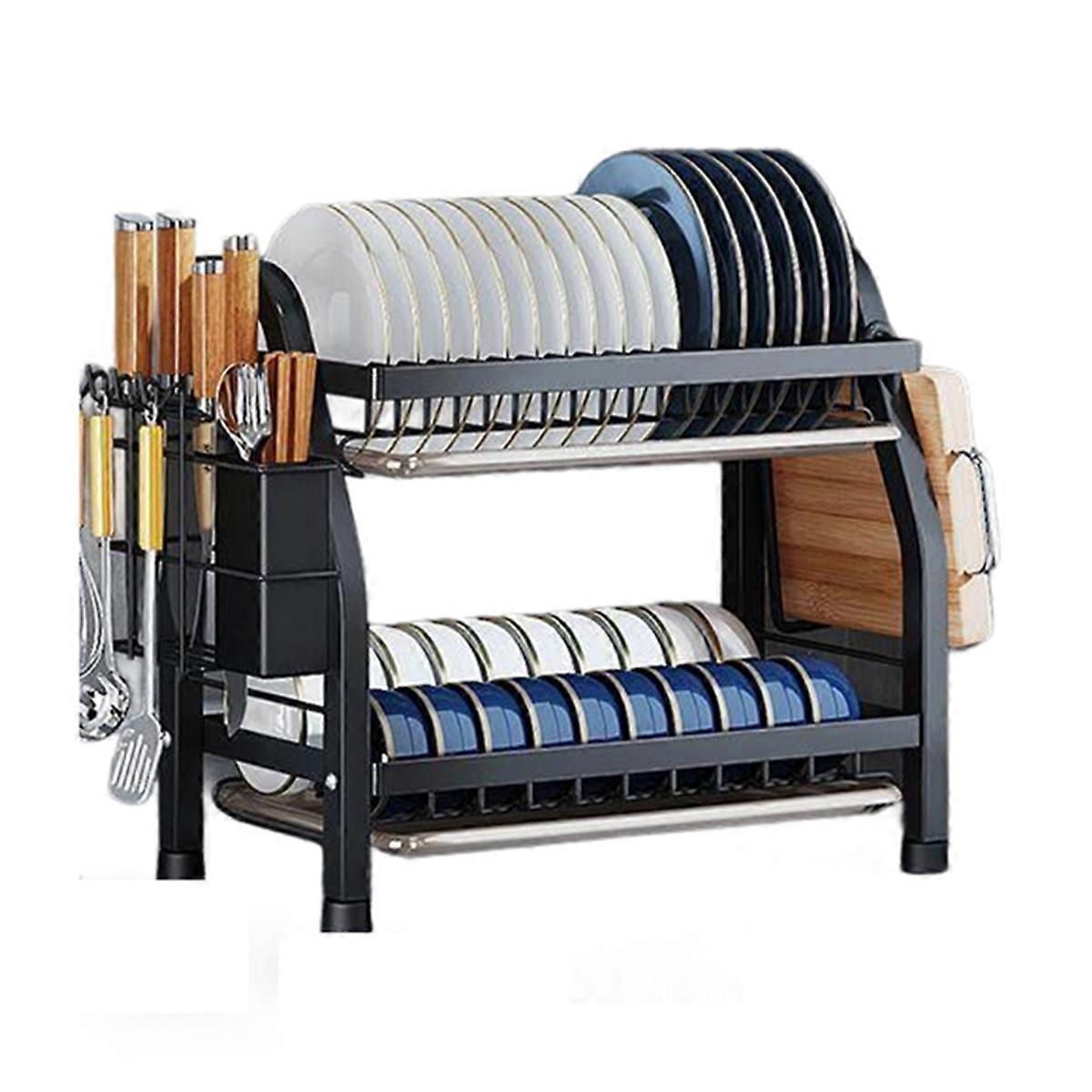 Kitchen Countertop Bowl Rack Tableware Storage Rack,Black