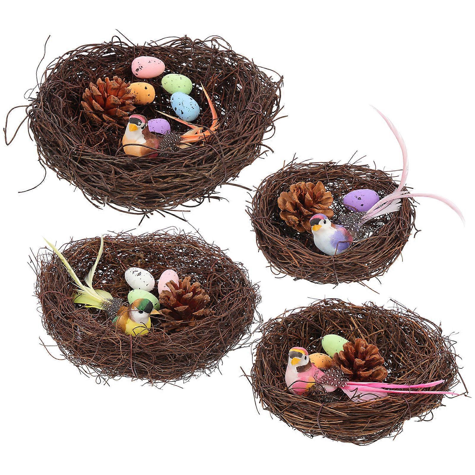 Bird Nest For Eggs 4 Sets Of Easter Nest Decoration Diy Mini Landscape Courtyard Office Spring