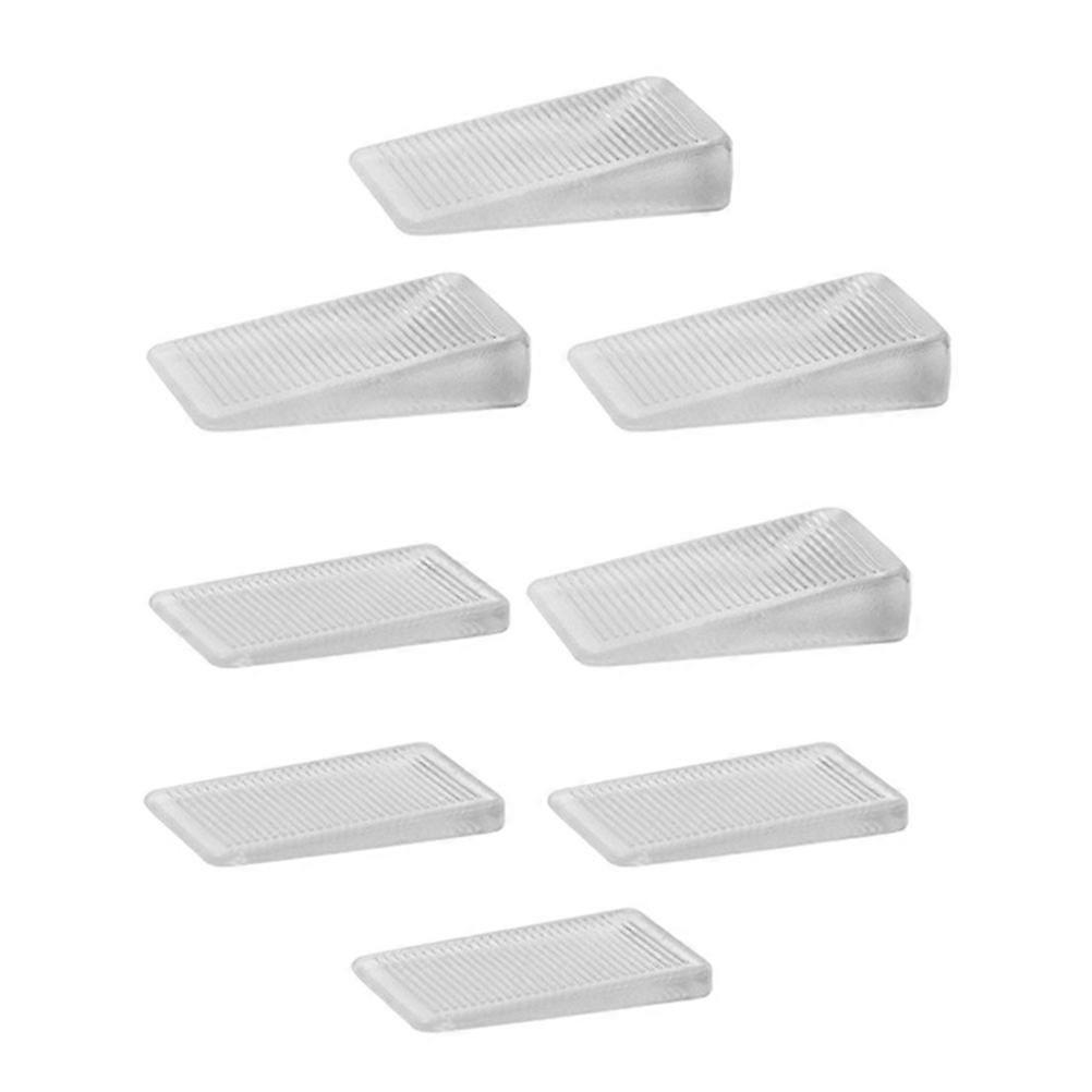 Clear Door Wedges Stoppers 8pcs Non Slip Household Door Shims for Furniture Leveling, Ribbed Design, Soft Material Stackable Support for Home Use