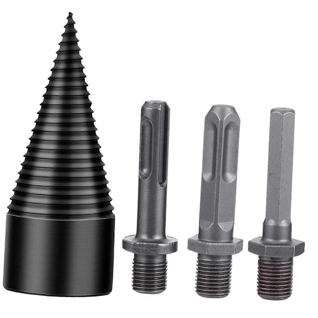 Wood Splitter Drill Bit Set 50mm for Power Tools with 4 Connectors Ideal for Woodworking and Firewood Splitting