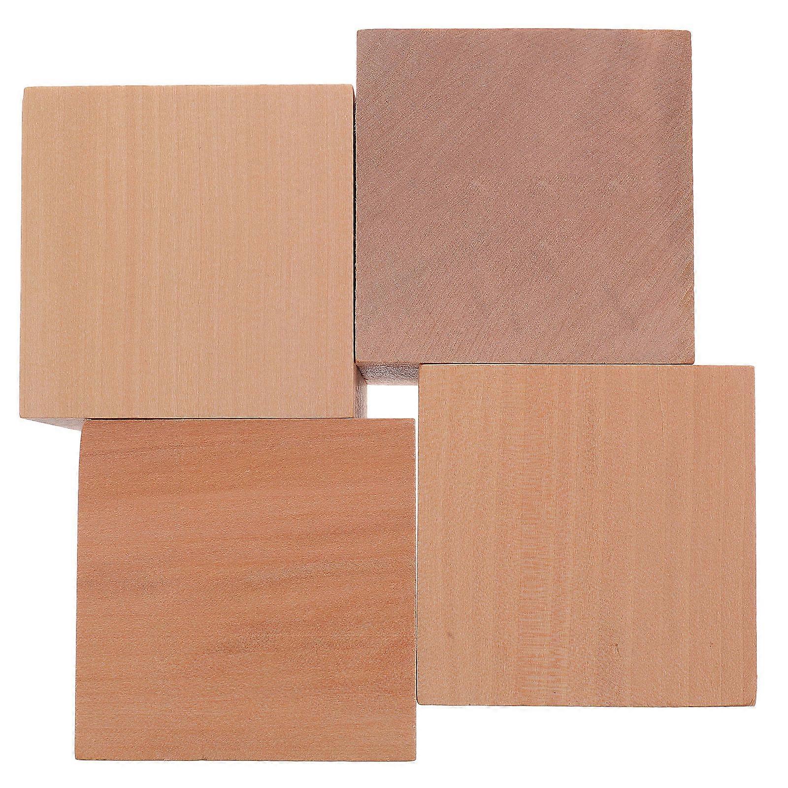4 Unfinished Wooden Cubes Natural Craft Blocks for DIY Painting Projects Safe and Durable Wood Squares for Creative Crafts