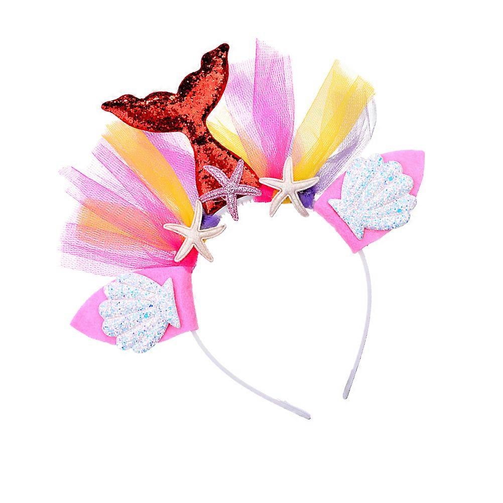 Multi Color Mermaid Shell Hair Hoop for Girls Lightweight Plastic and Cloth Party Decoration Size 3