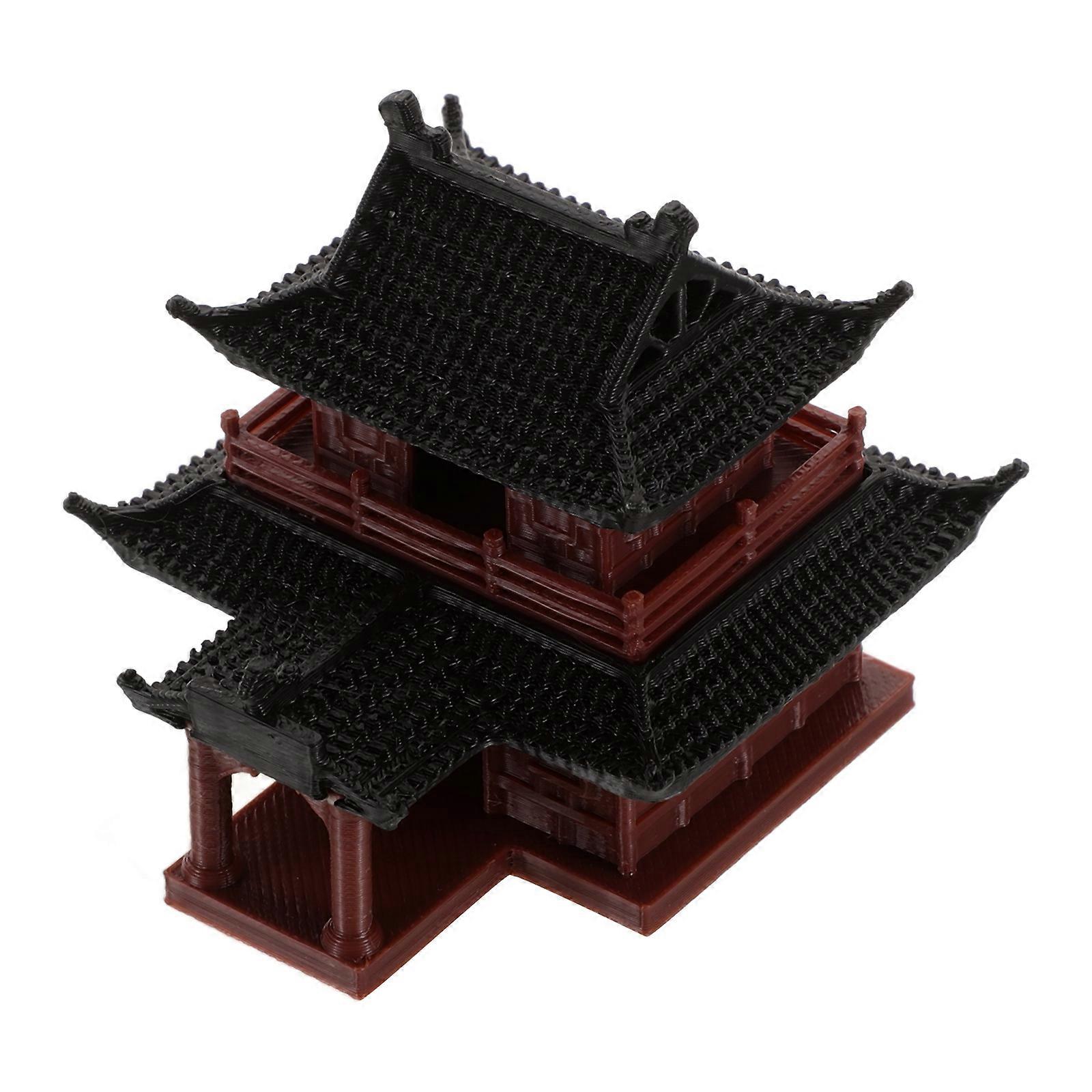 Mini Pavilion Ornament for Fish Tank & Garden Decor – Elegant High Ancient Architectural Design Plastic Model for Aquarium Micro Landscape