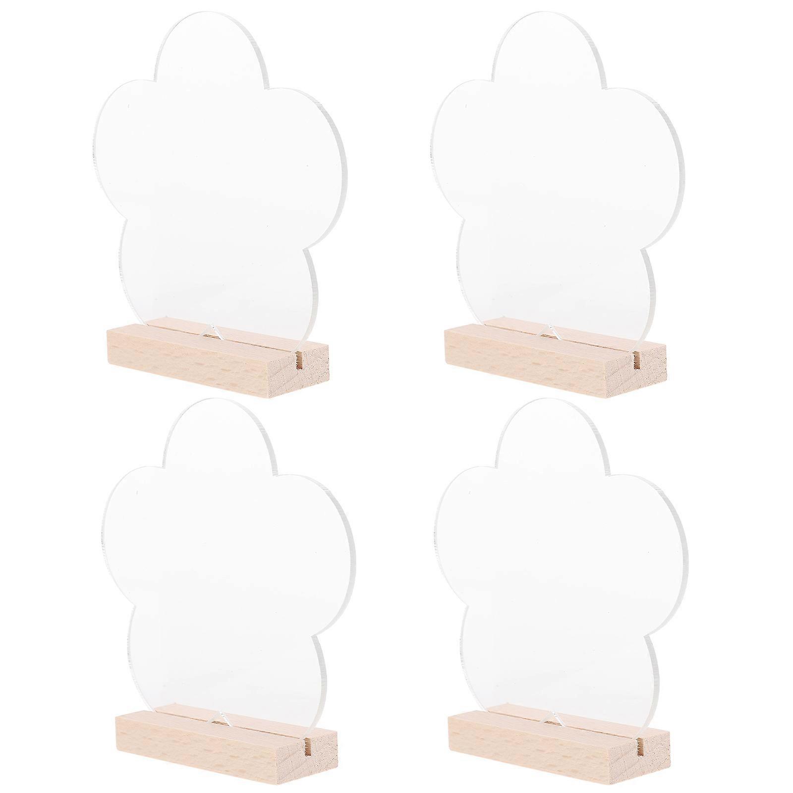 Transparent Acrylic Table Sign with Wood Design for Home 4pcs