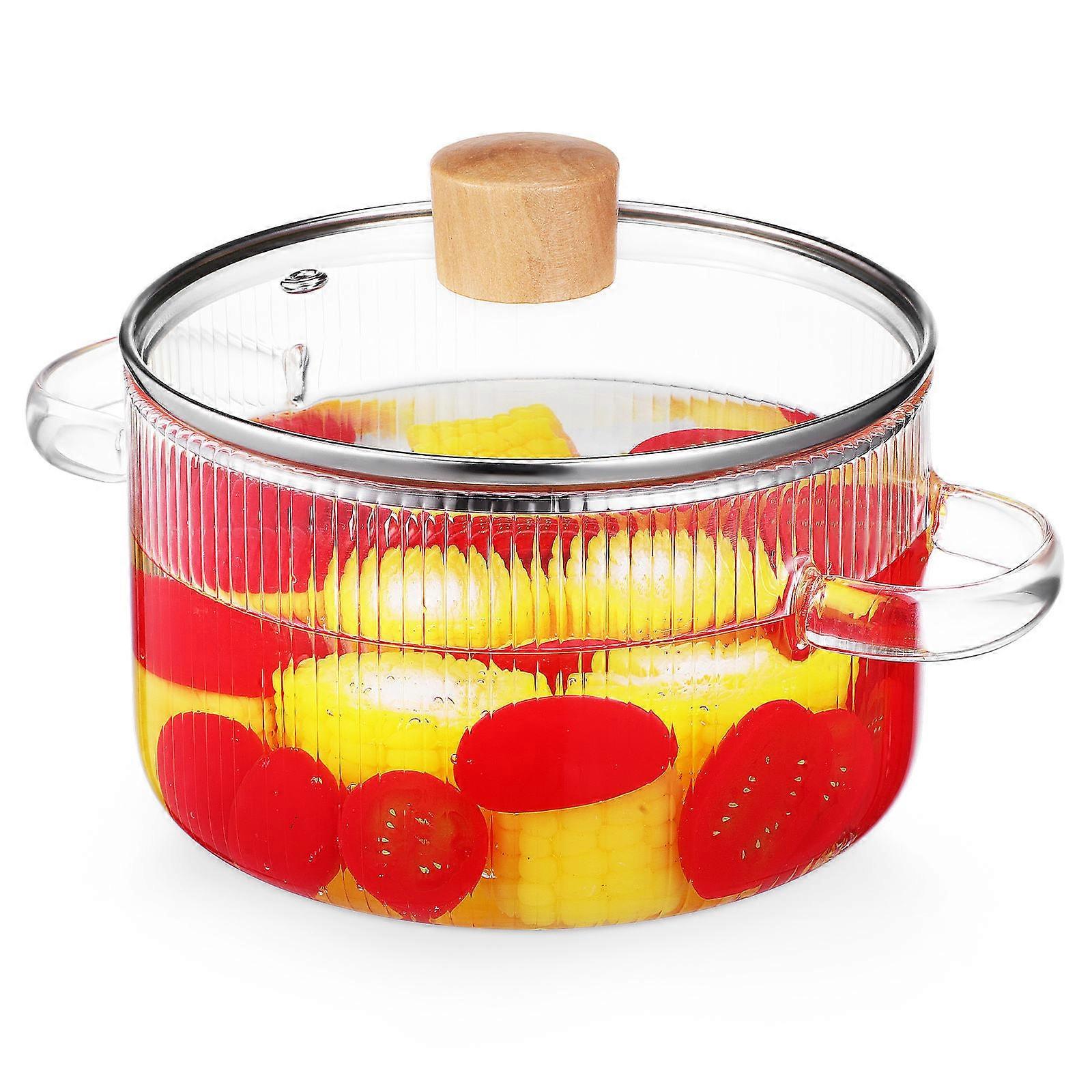 Transparent Glass Saucepan Ideal for Family Cooking with Lid for Stewing Soup and Milk Thickened Glass 1Pcs