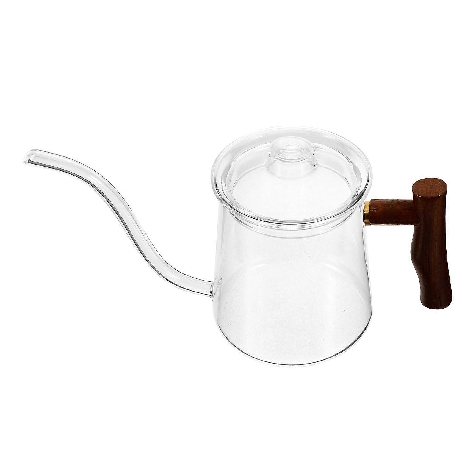 Transparent Glass Coffee Pot with Wooden Handle for Home Use Precise Pouring 3.5L