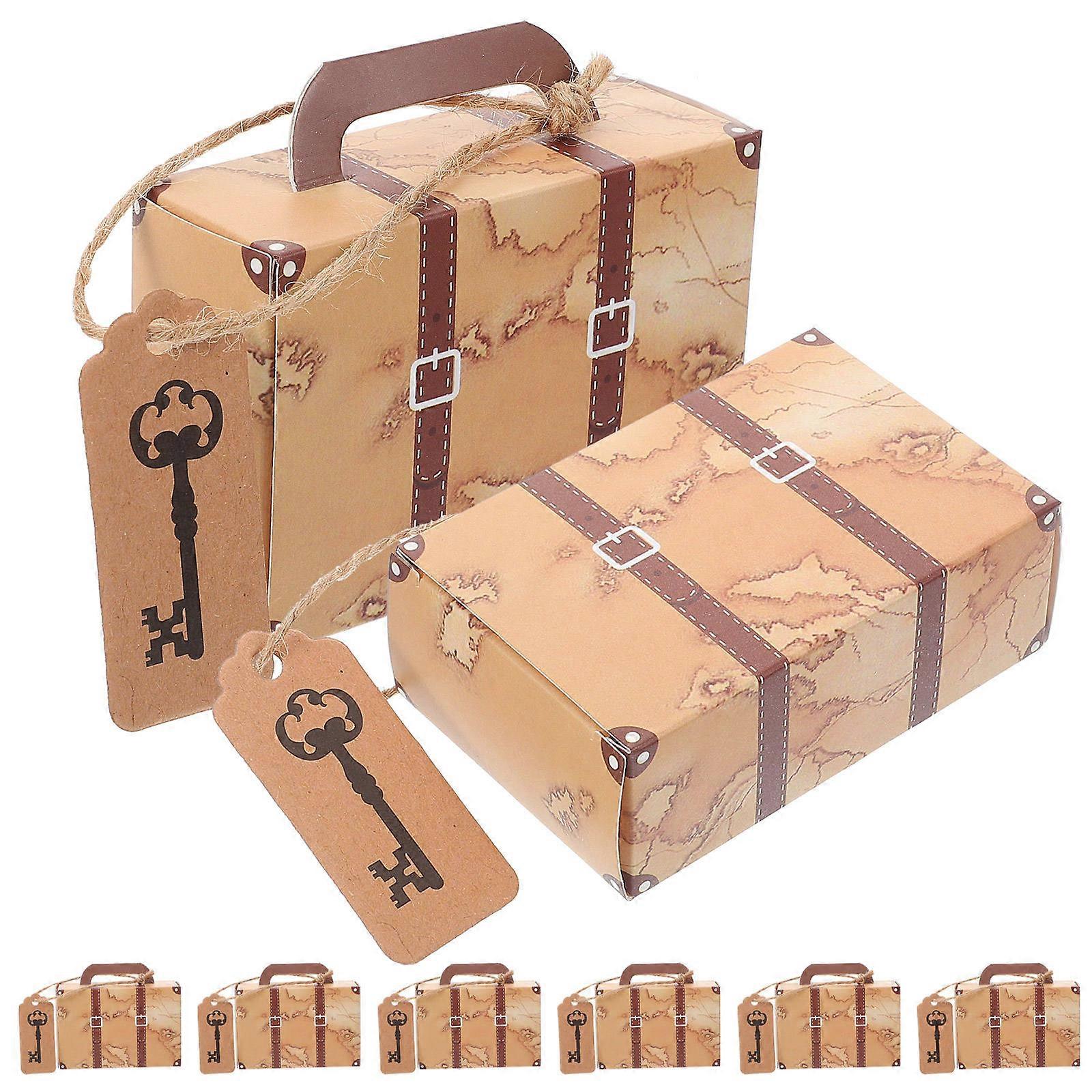 50pcs Vintage Multi Suitcase Candy Boxes for Party Favors Gifts and Storage with Handle