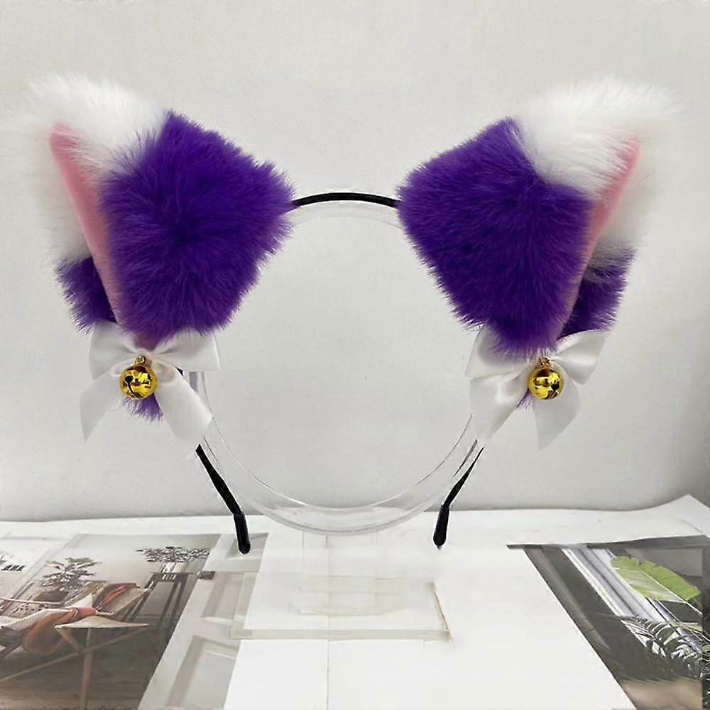 Plush Cat Ears Headband, Fox Ears Headband, Cat Ears Headband with Bell and Bow
