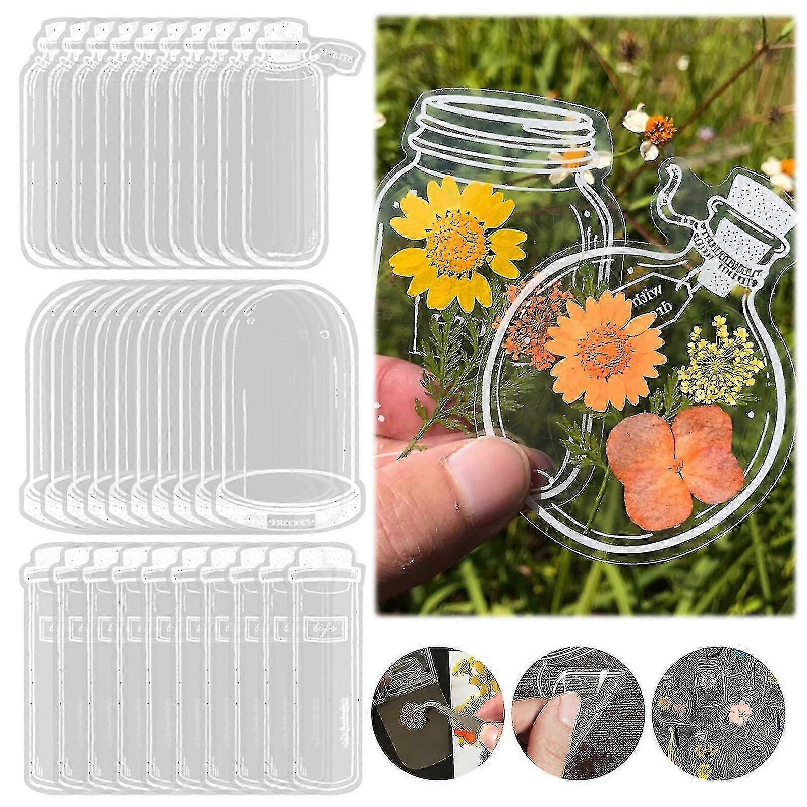 Hot Selling 30pcs Transparent Dried Flower Bookmarks, Diy Dried Flower Bookmark, Homemade Bookmarks, Beautiful Flower Bookmarks, Glassware Stickers Ch