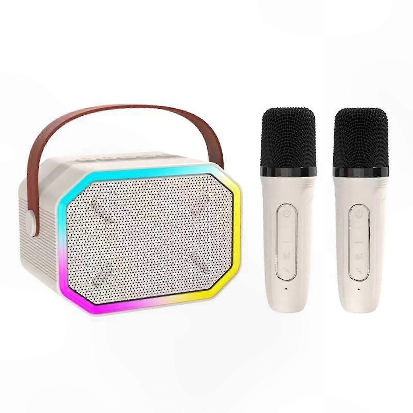 Kids' Portable Karaoke Speaker with 2 Wireless Mics, Bluetooth Connectivity, Colorful LED Lights