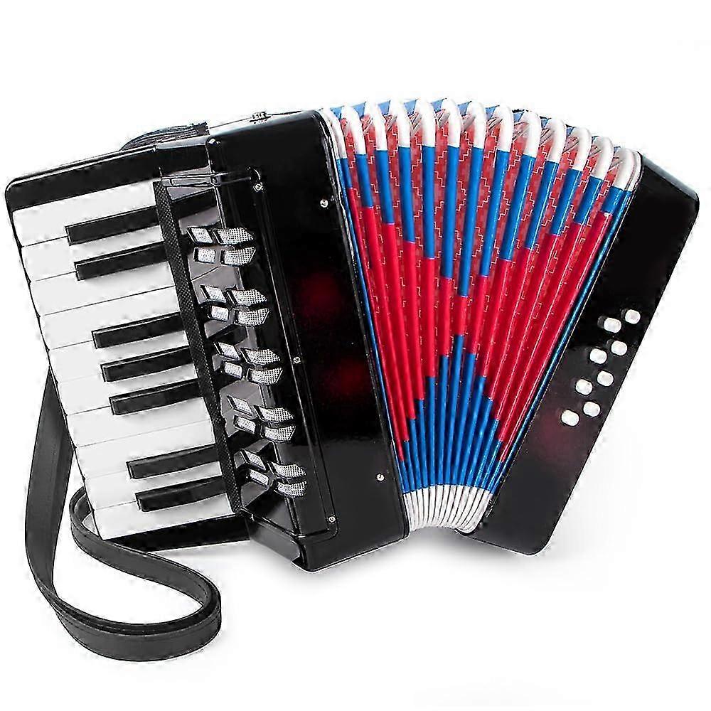 2025 Accordion, Children's Accordion, 17 Keys 8 Bass Children's Accordion with Adjustable Strap, Accordion Instrument Gift for Beginners, Black