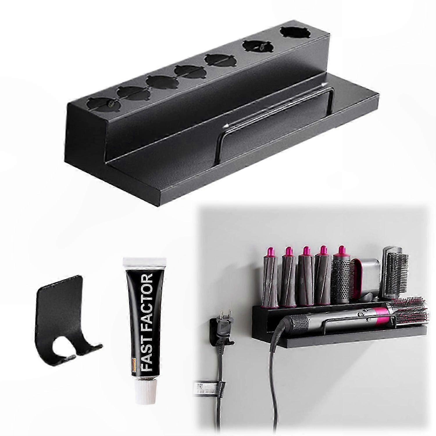 Wall-Mounted Organizer for Hair Tools, Easy Install, No Drilling, Space-Saving Solution