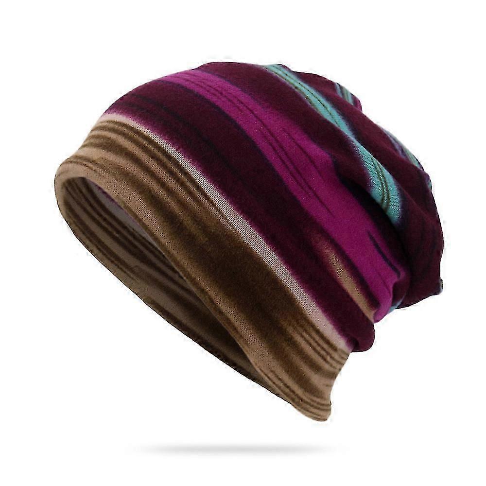 Twist hat bib pullover hat striped print dual-purpose hat