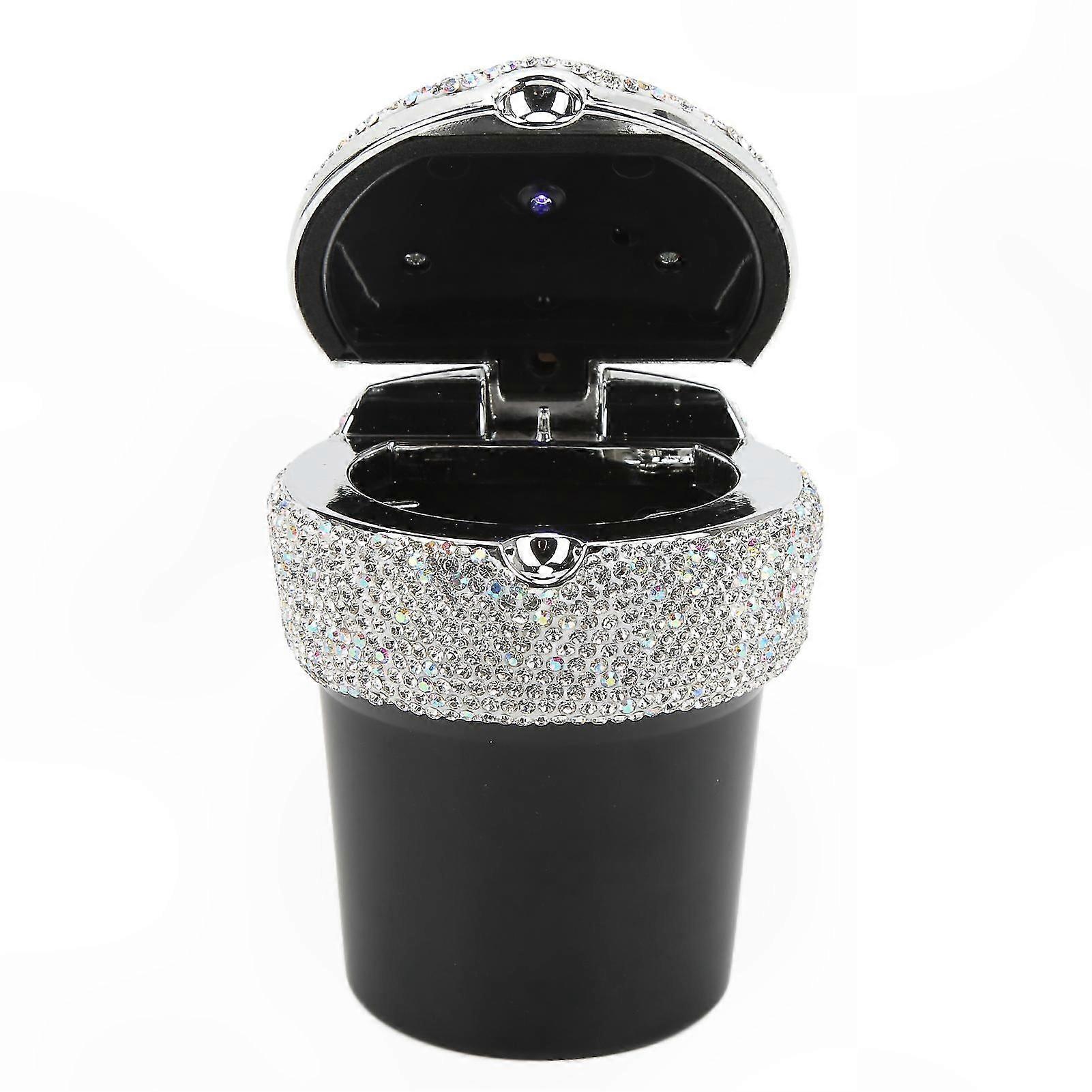 LED Light Indicator Smokeless Car Ashtray - Multifunctional Universal Design (White)