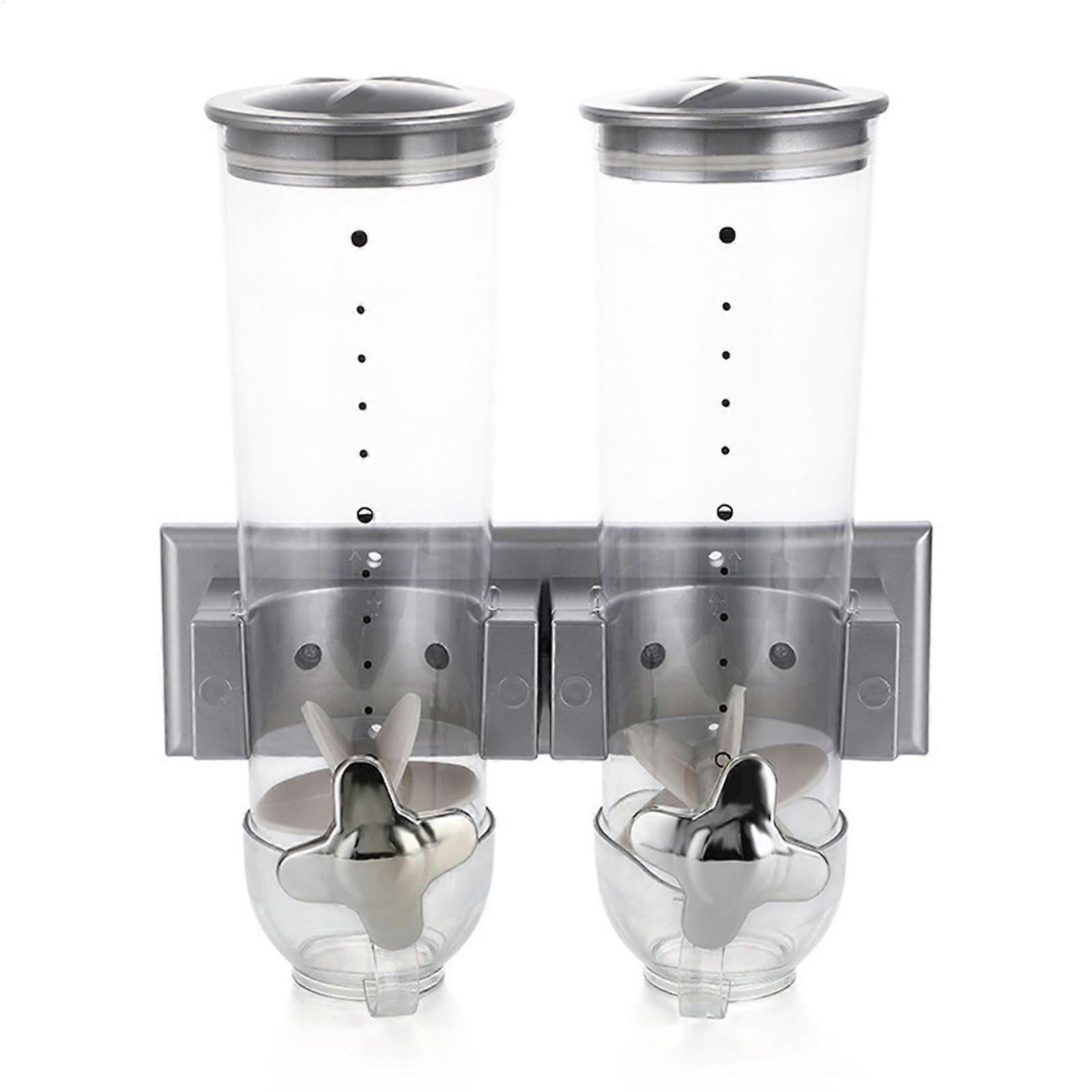 Dry Dispenser Wall Assembly, Triple Container For Dry Goods, Grid Grain Organizer Storage Container For Cooking PA