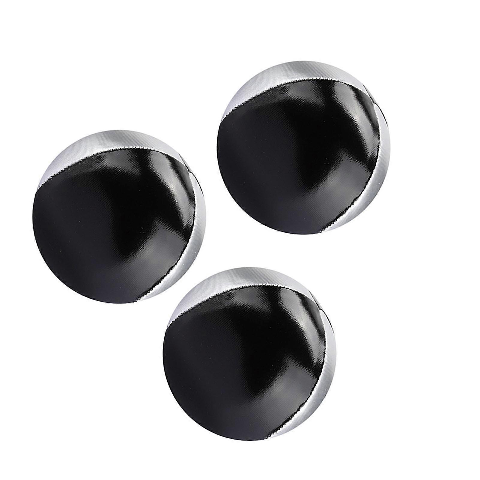 3PCS Silver Black PU Leather Indoor Leisure Portable Juggling Ball Performance Props