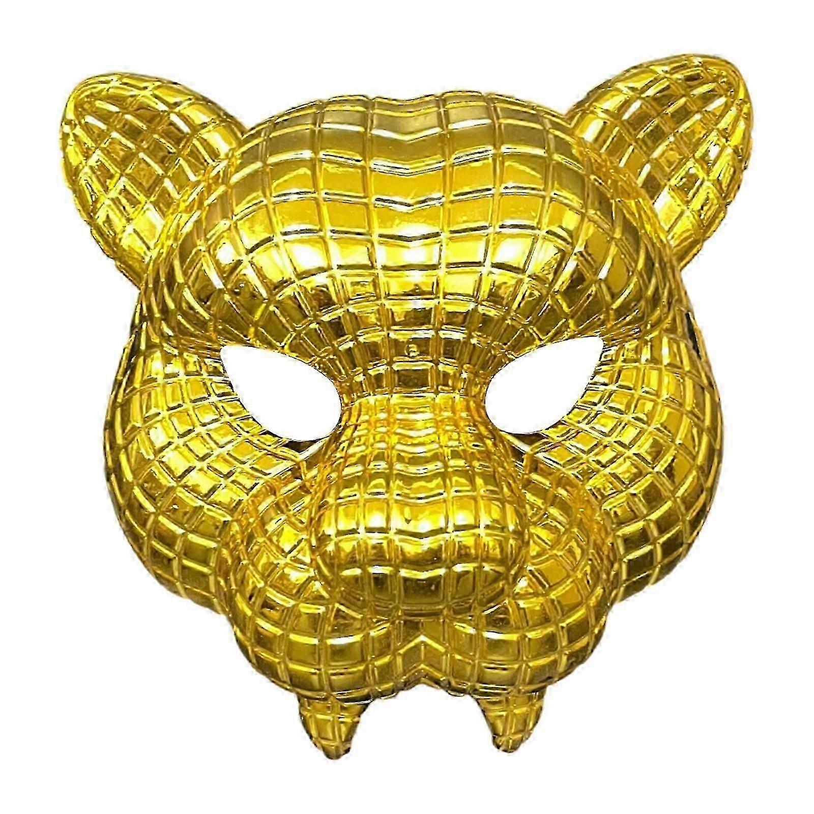 ゴールドプラスチックハロウィンアダルトコスチュームヒョウライオンマスクパーティー用プロップマスク