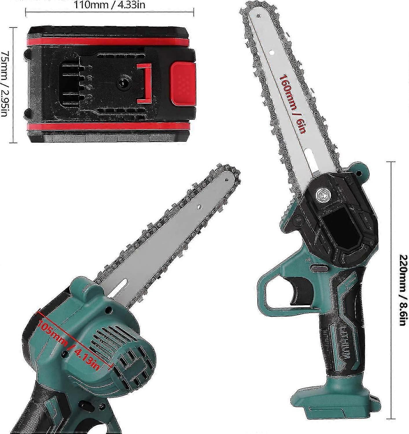 21v Portable and Rechargeable Electric Pruning Saw with 1 Batteries, Small Chainsaw Compatible Split